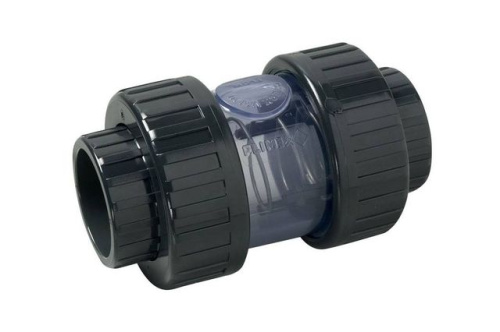 Обратный клапан 50 мм,  ПВХ, пружинный, прозрочная колба