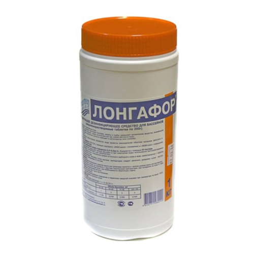 Лонгафор  в таблетках  200г, банка 1 кг. Для дезинфекции воды.