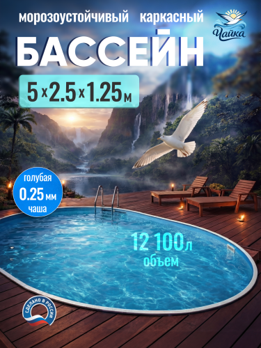 Овальный бассейн ЧАЙКА 5 х 2,5 х 1,25 м