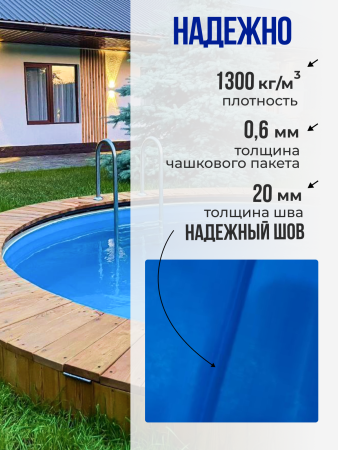 Чаша круглая для бассейна 250 х 165 см 0.6мм/Голубая