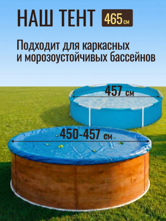 Тент защитный 4,5 - 4,57 м круглый синий