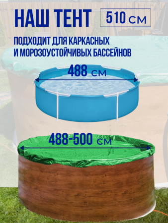 Тент защитный 5 - 4,88 м. круглый  зеленый