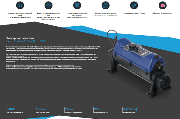 Электронагреватель Elecro Flowline 2 Titan 15кВт 380В