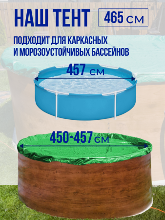Тент защитный 4,5 - 4,57 м. круглый  зеленый