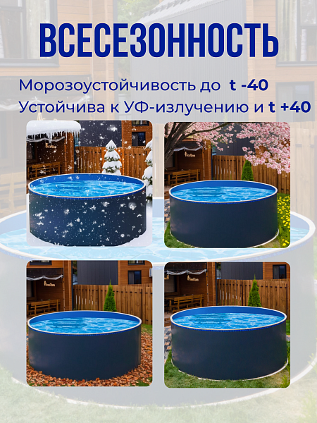 Чаша круглая для бассейна 150 х 140 см, 0.4/0.4 мм. Голубая