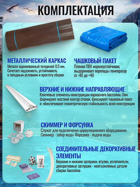 Овальный бассейн ЧАЙКА 3 х 2 х 1,25 м